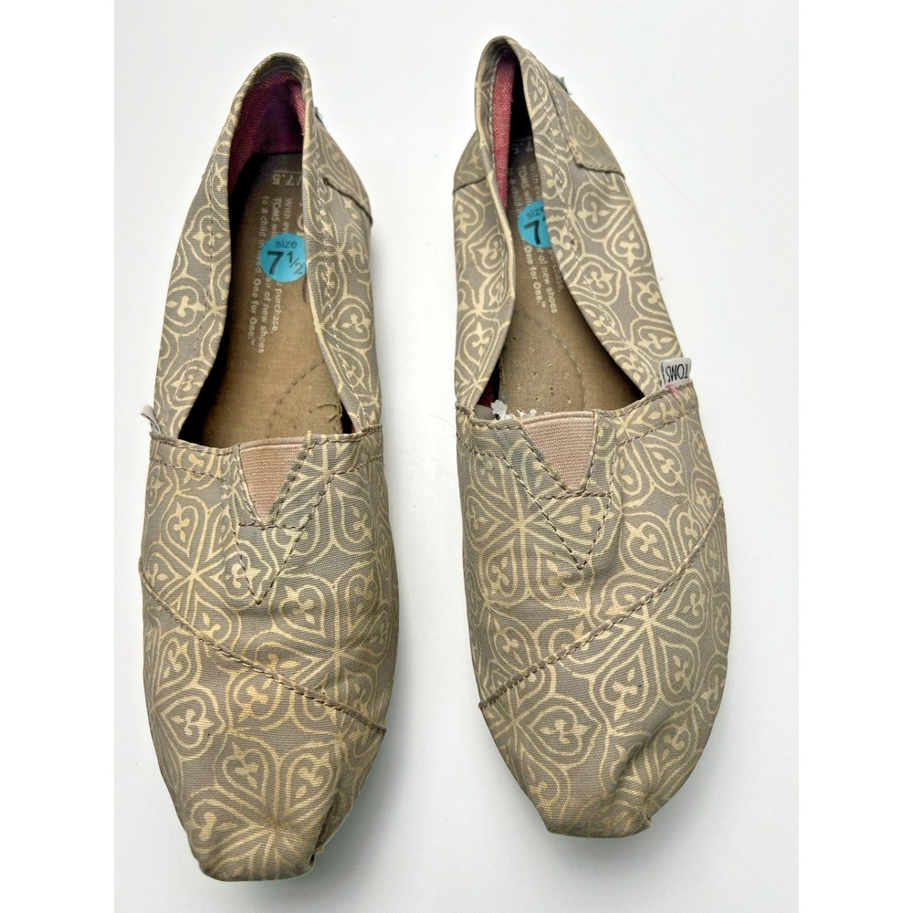 Toms Women's Shoes Size 7.5 Tan Print Classics Slip-on Comfort Shoe